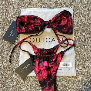 Red and Black Bikini Set
